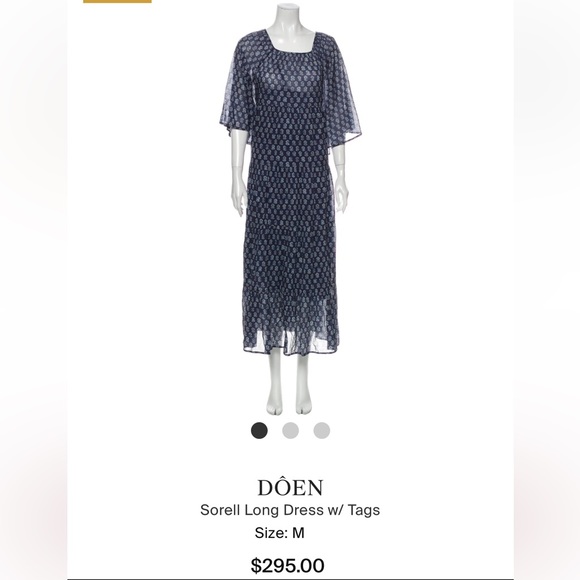 SOLD. Doen Sorell Dress Size LARGE Blue Boho Organic Cotton Maxi - Picture 4 of 5